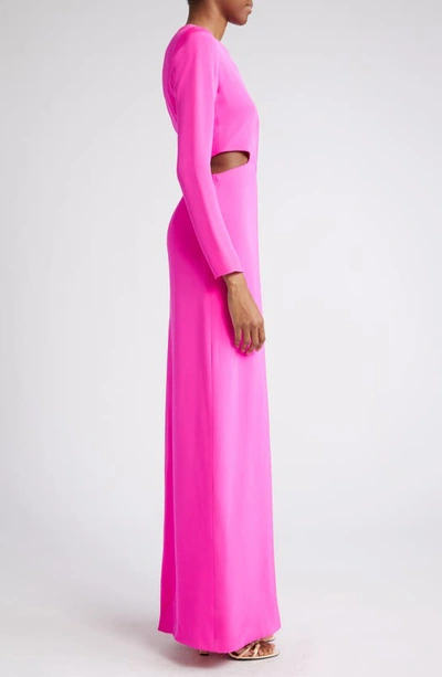 Shop Adam Lippes Alexandra Long Sleeve Silk Crepe Column Gown In Hot Pink