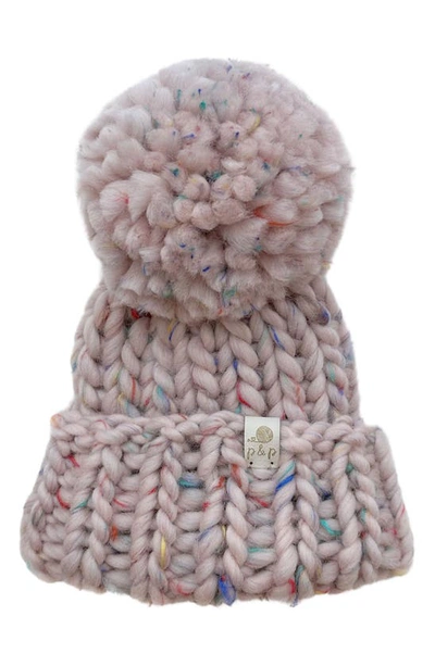 Shop Pine + Poppy Denali Wool Blend Pompom Hat In Birthday Cake