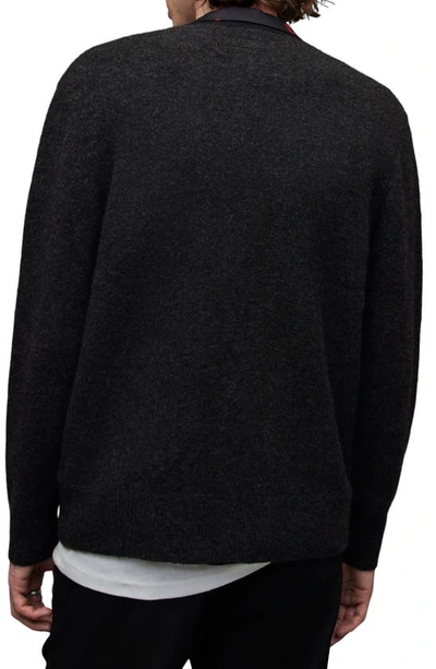 Shop Allsaints Berkley Stripe Wool & Cotton Blend Cardigan In Cinder Black Marl