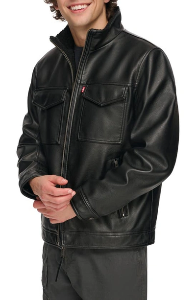 Shop Levi's Faux Shearling Lined Rancher Jacket In Black