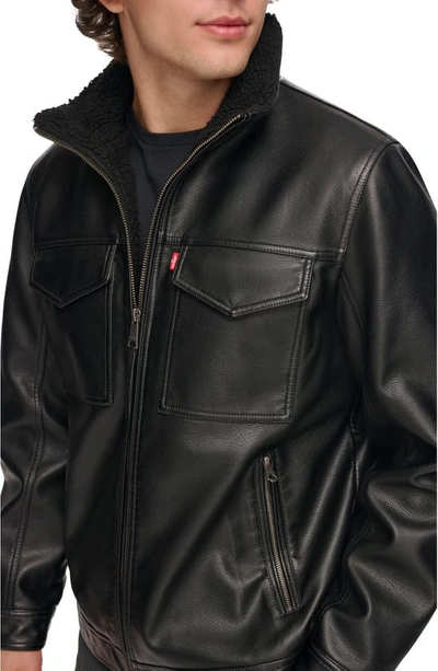 Shop Levi's Faux Shearling Lined Rancher Jacket In Black