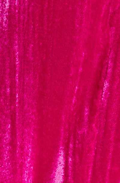 Shop Floret Studios Long Sleeve Crushed Velvet Blazer Dress In Fuchsia