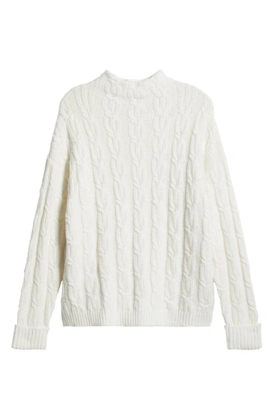 Shop Caslon Cable Stitch Funnel Neck Sweater In Ivory Cloud