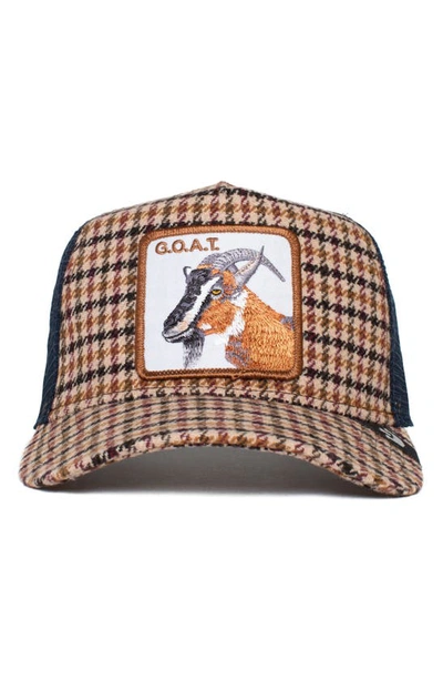 Shop Goorin Bros Good Kid Goat Patch Check Trucker Hat In Cream