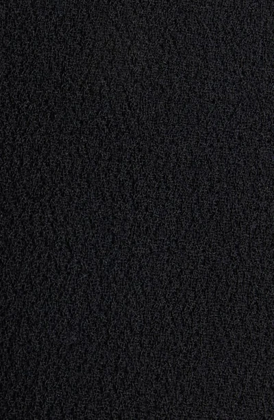 Shop Balmain Asymmetric Long Sleeve Virgin Wool Crepe Coat Dress In Eab Black/ White