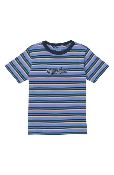 Shop Volcom Kids' Bright & Early Stripe T-shirt In Denim