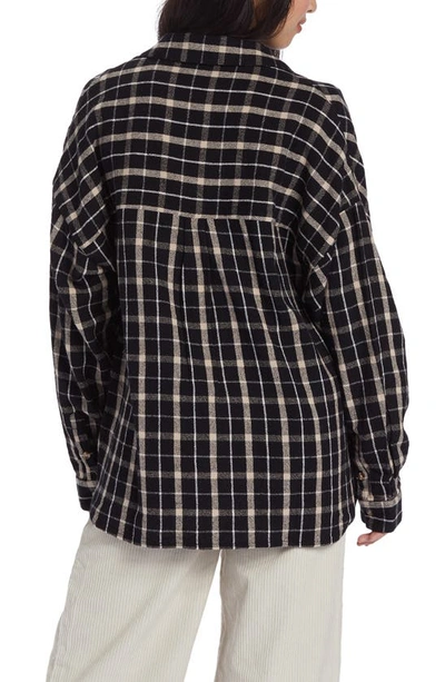 Shop Roxy X Chloe Kim Check Cotton Flannel Shirt In Anthracite Plaid