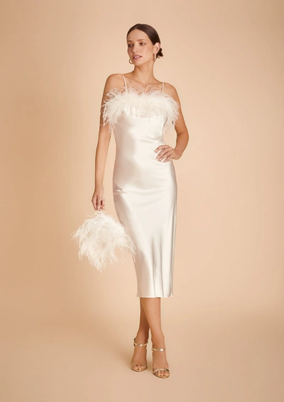 Gilda & Pearl Camille Feather Trim Silk Midi Slip Dress