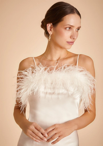Shop Gilda & Pearl Camille Feather Trim Silk Midi Slip Dress