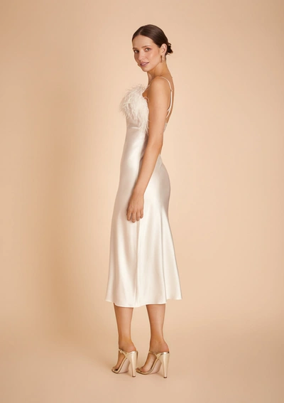 Gilda & Pearl Camille Feather Trim Silk Midi Slip Dress