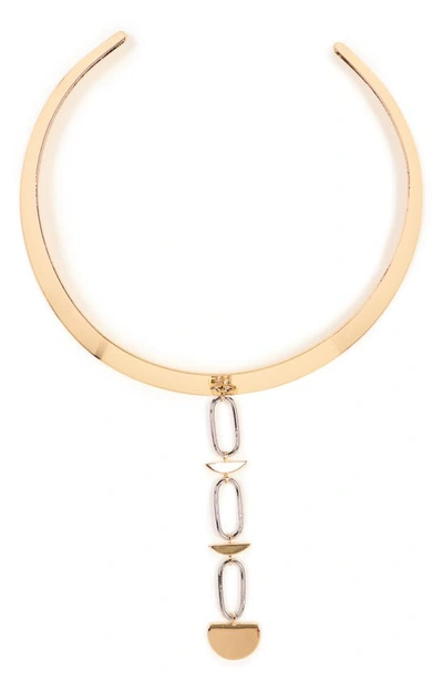 Shop Natasha Two-tone Choker Necklace In Gold-silver