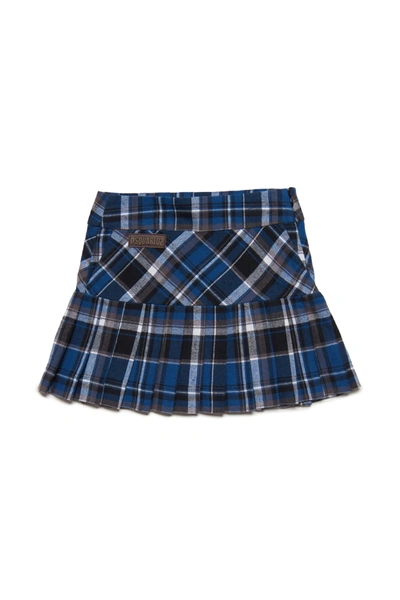 Shop Dsquared2 Checkered Flannel Skirt In Blue