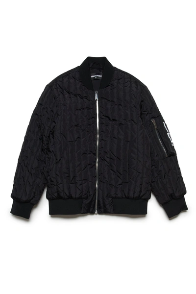 Shop Dsquared2 Shiny Bomber Jacket With Icon Logo In Black