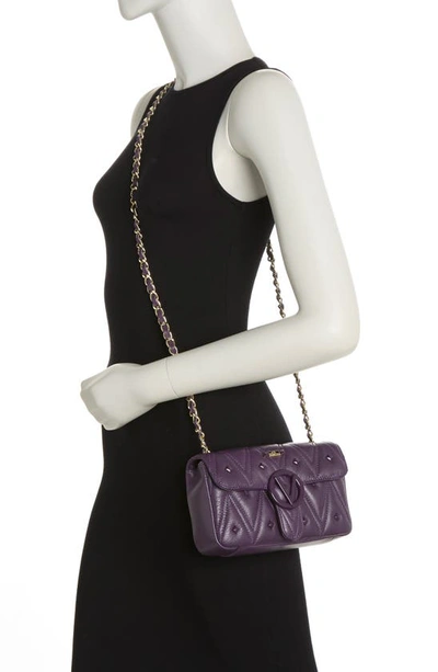 Shop Valentino By Mario Valentino Poisson Diamond Quilted Leather Crossbody Bag In Mulberry