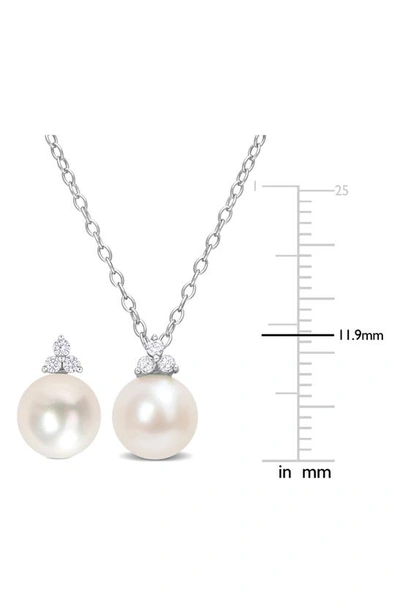 Delmar Cultured Freshwater Pearl & Diamond Pendant Necklace In Silver/ Pearl
