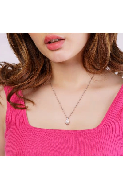 Delmar Cultured Freshwater Pearl & Diamond Pendant Necklace In Silver/ Pearl
