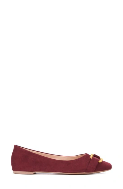 New York And Company Women's Niara- Flats With Gold Hardware Accent In Wine