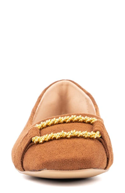 New York And Company Women's Niara- Flats With Gold Hardware Accent In Cognac