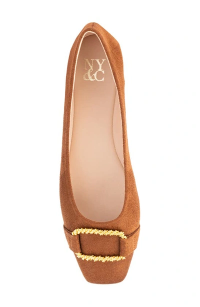 New York And Company Women's Niara- Flats With Gold Hardware Accent In Cognac