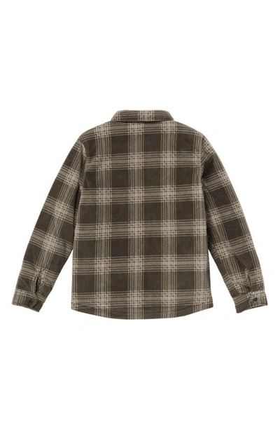 Shop Volcom Kids' Bowered Plaid Fleece Snap-up Shirt In Wren