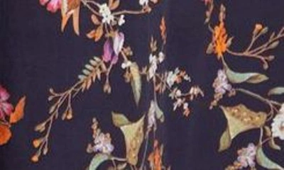 Shop Leota Fleur Floral Print Long Sleeve Stretch Organic Cotton Midi Dress In Scattered Phlox Navy Multi