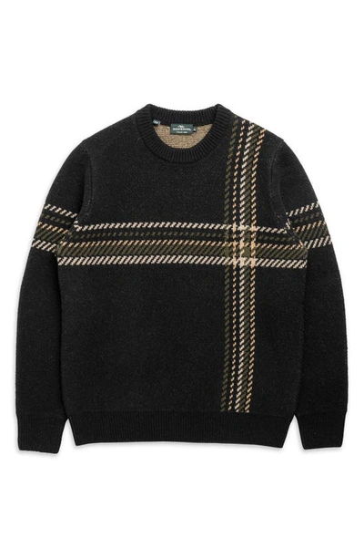 Shop Rodd & Gunn Hawkswood Exploded Plaid Wool Blend Crewneck Sweater In Nero