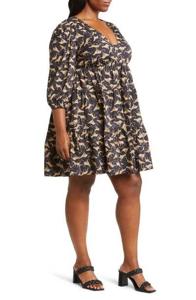 LEOTA ZARIAH FLORAL STRETCH ORGANIC COTTON DRESS 