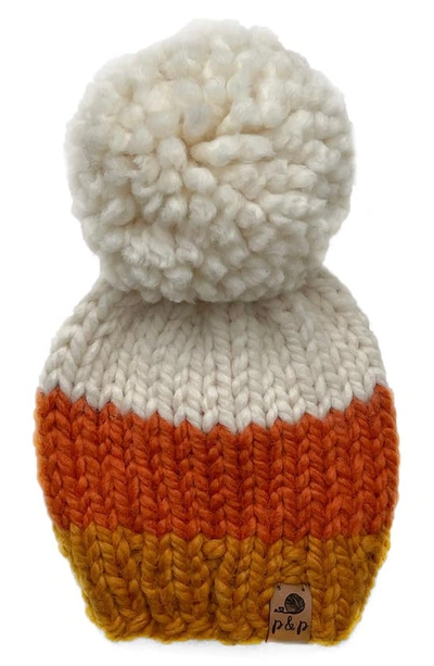 Shop Pine + Poppy Halloween Candy Corn Pompom Hat