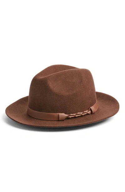 Shop Nordstrom Braided Trim Wool Fedora In Brown Combo