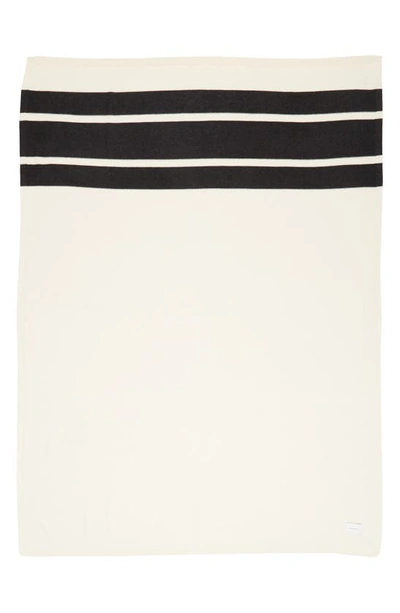Shop Vince Stripe Cashmere Throw Blanket In Off Blanc
