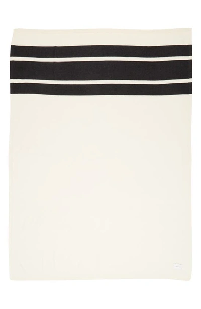 Vince Stripe Cashmere Throw Blanket In Off Blanc