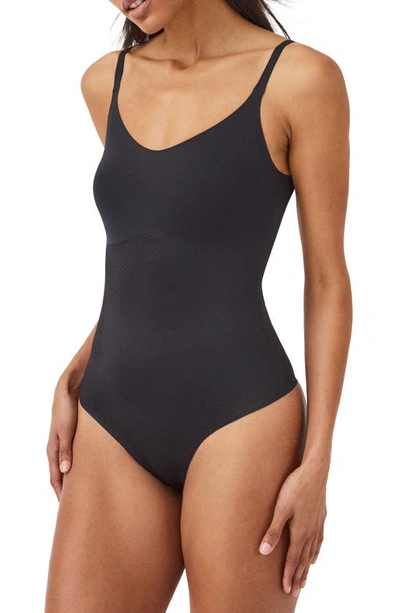 Shop Spanx Thinstincts 2.0 Camisole Thong Bodysuit In Very Black