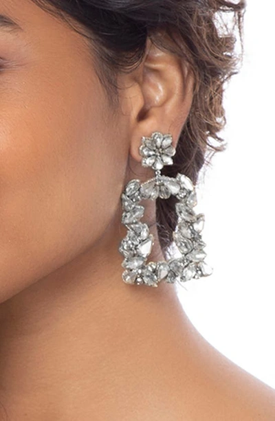 Deepa Gurnani Anushka Mixed Cut Crystal Drop Earrings In Silver