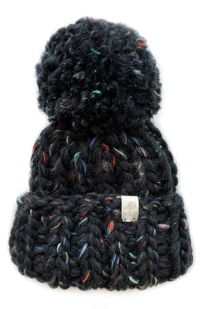 Shop Pine + Poppy Denali Wool Blend Pompom Hat In Galaxy