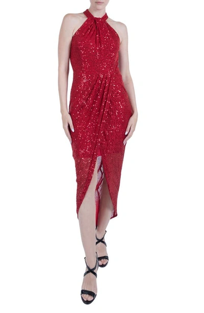 Shop Julia Jordan Sequin Tulip High-low Gown In Red