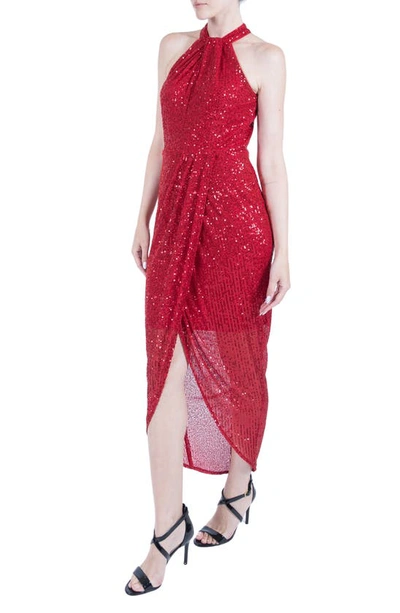 Shop Julia Jordan Sequin Tulip High-low Gown In Red