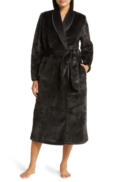 Shop Nordstrom Recycled Polyester Faux Fur Robe In Black