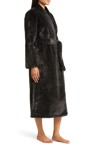 Shop Nordstrom Recycled Polyester Faux Fur Robe In Black