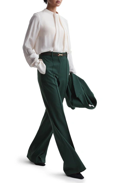 Shop Reiss Jade Flare Leg Wool Blend Pants In Bottle Green