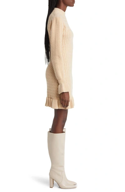 Shop Zoe And Claire Cable Stitch Long Sleeve Sweater Dress In L Khaki