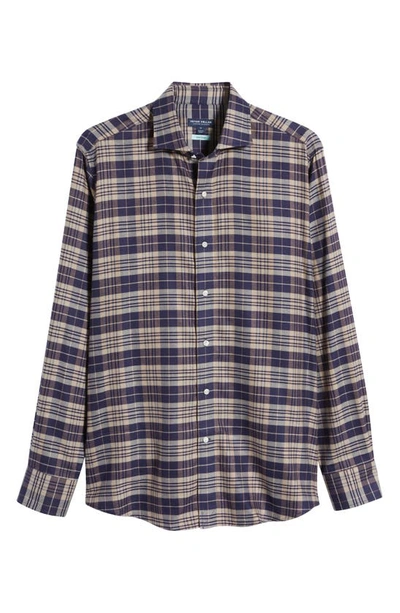 Shop Peter Millar Crown Crafted Davol Italian Flannel Sport Shirt In Navy