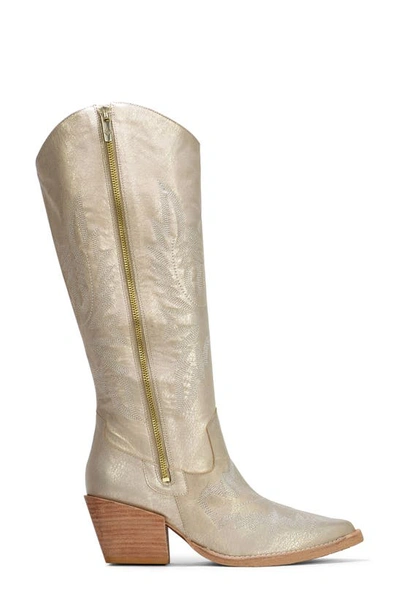 Donald Pliner Kaytee Pointed Toe Western Boot In Pale Gold
