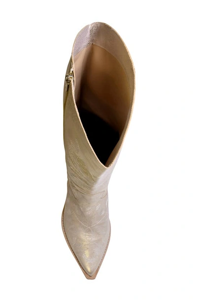 Donald Pliner Kaytee Pointed Toe Western Boot In Pale Gold