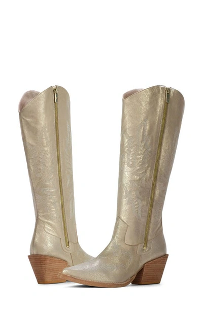Donald Pliner Kaytee Pointed Toe Western Boot In Pale Gold
