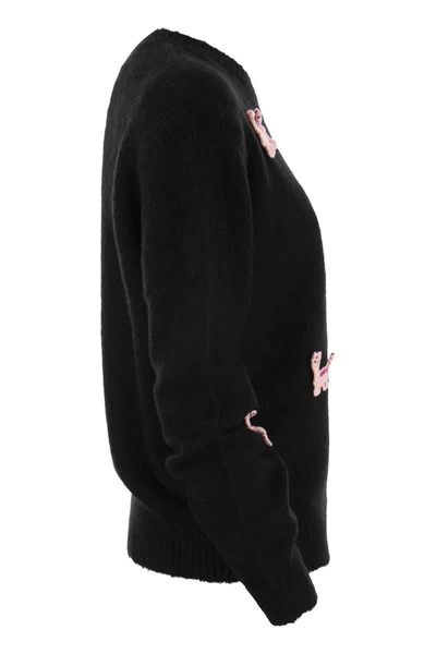 Shop Mc2 Saint Barth Alpaca-blend Jumper With Embroidery In Black