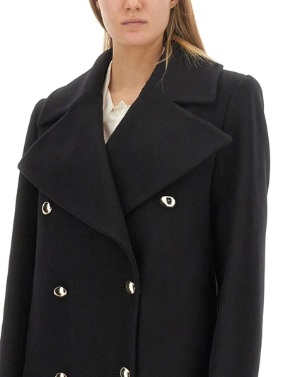 Shop Nina Ricci Long Double-breasted Coat In Black