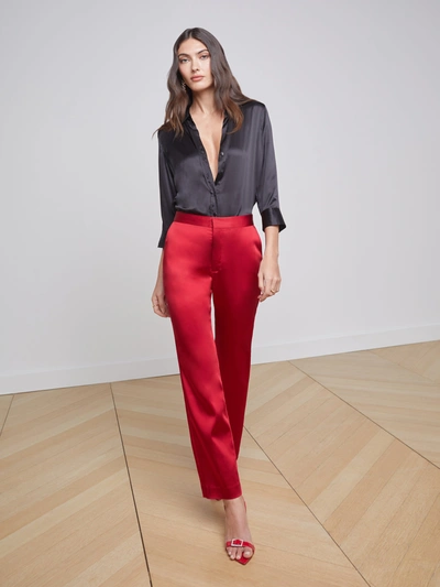 Shop L Agence Rebel Trouser In Dark Tango Red