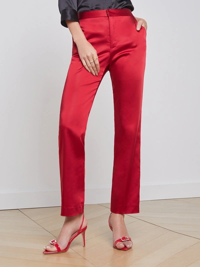 Shop L Agence Rebel Trouser In Dark Tango Red