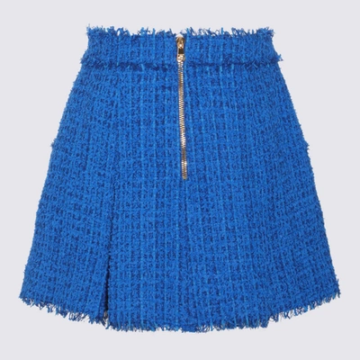 Balmain Tweed Pleated Flare Mini Skirt In Red