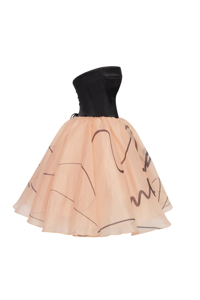 Shop Milla Puffy Mini Dress With 's Signature, Xo Xo In Beige